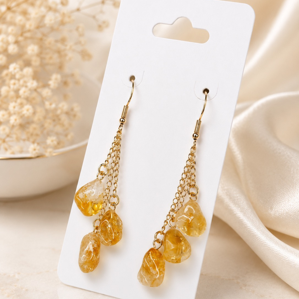 Tumbled Citrine Cascade Dangle Earrings