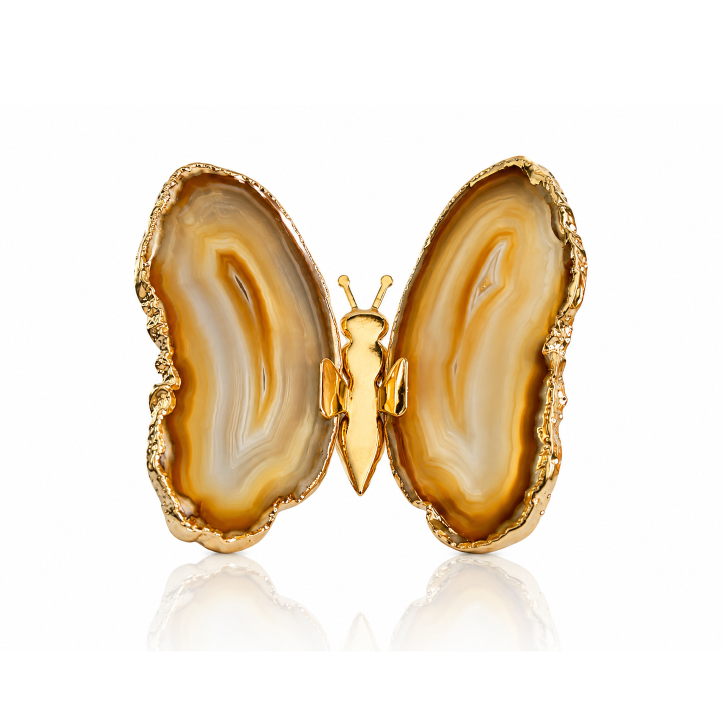 Natural Agate Butterfly Decor - Gold (by pc)