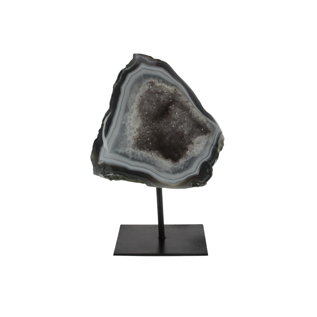 Agate Druzy Geode on Metal Stand (2.1kg)