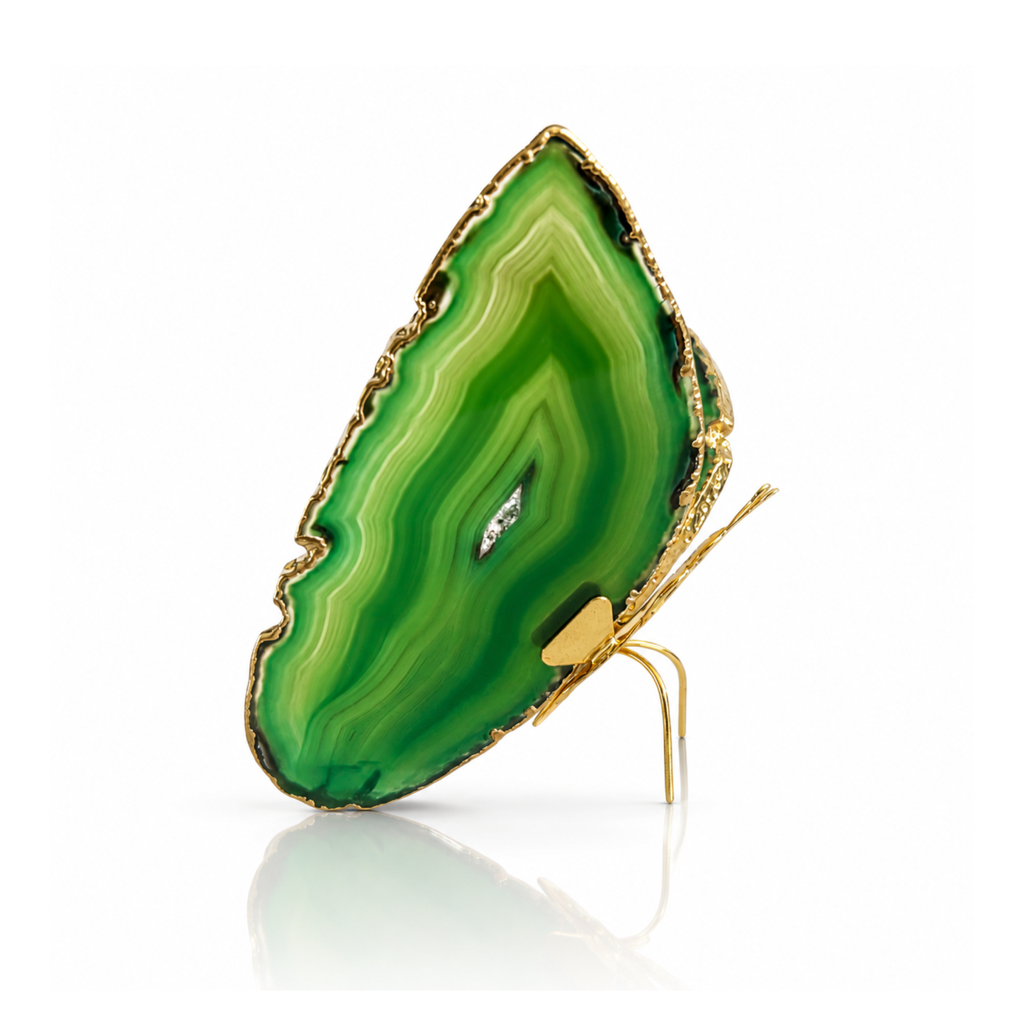 Green Agate Butterfly Decor - Gold (by pc)