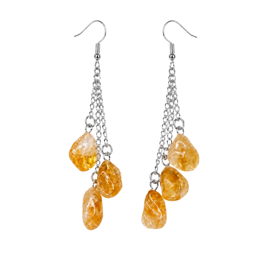 Tumbled Citrine Cascade Dangle Earrings