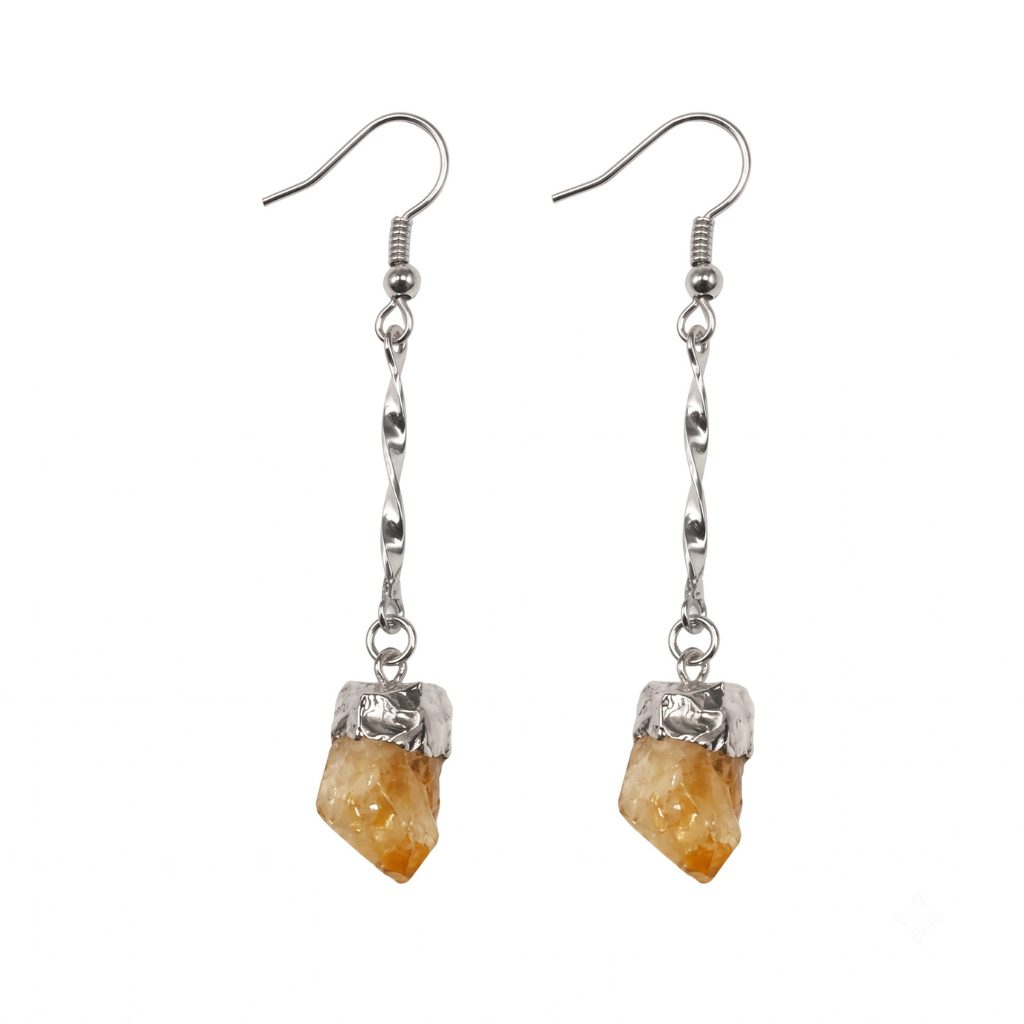 Long Raw Citrine Point Earrings