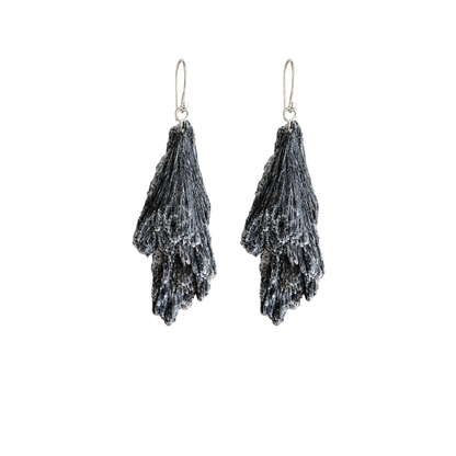 Raw Black Kyanite Earrings