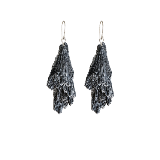 Raw Black Kyanite Earrings
