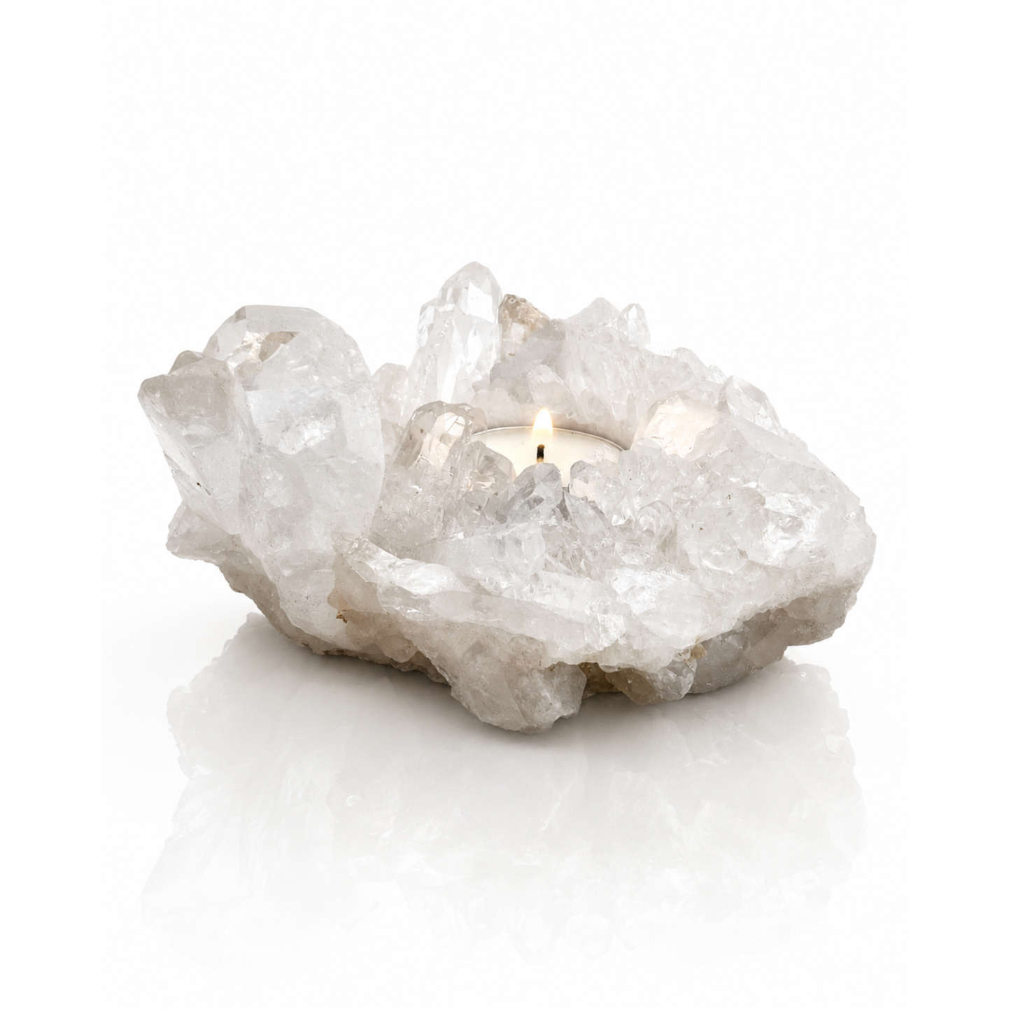 Clear Quartz Cluster Candle Holder (by pc)
