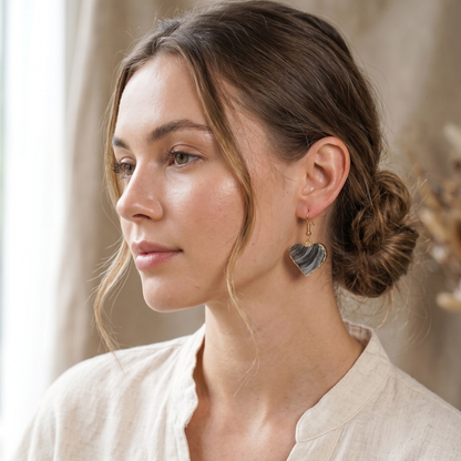 Natural Chalcedony Agate Heart Drop Earrings