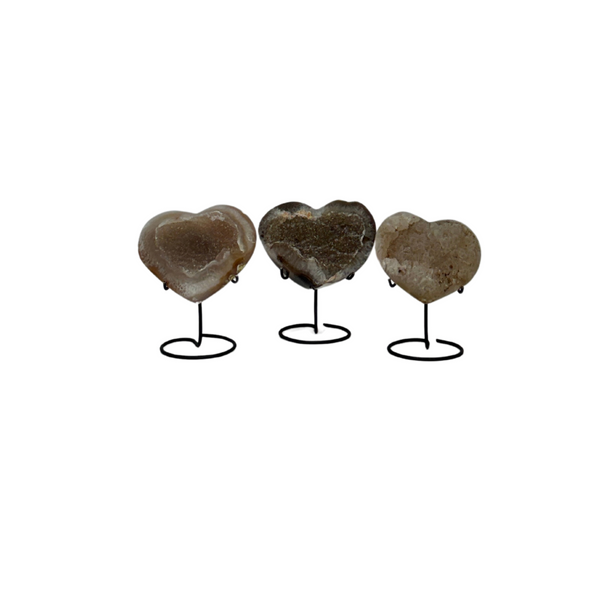 Agate Druzy Hearts On Stand (8611) - 3.16 kg