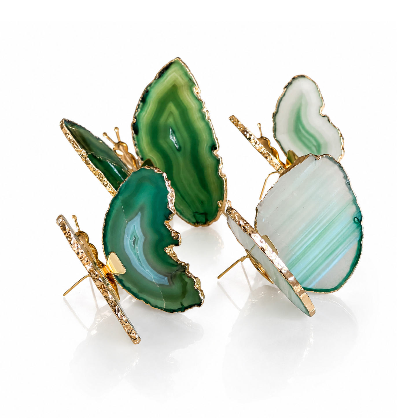Green Agate Butterfly Decor - Gold (by pc)