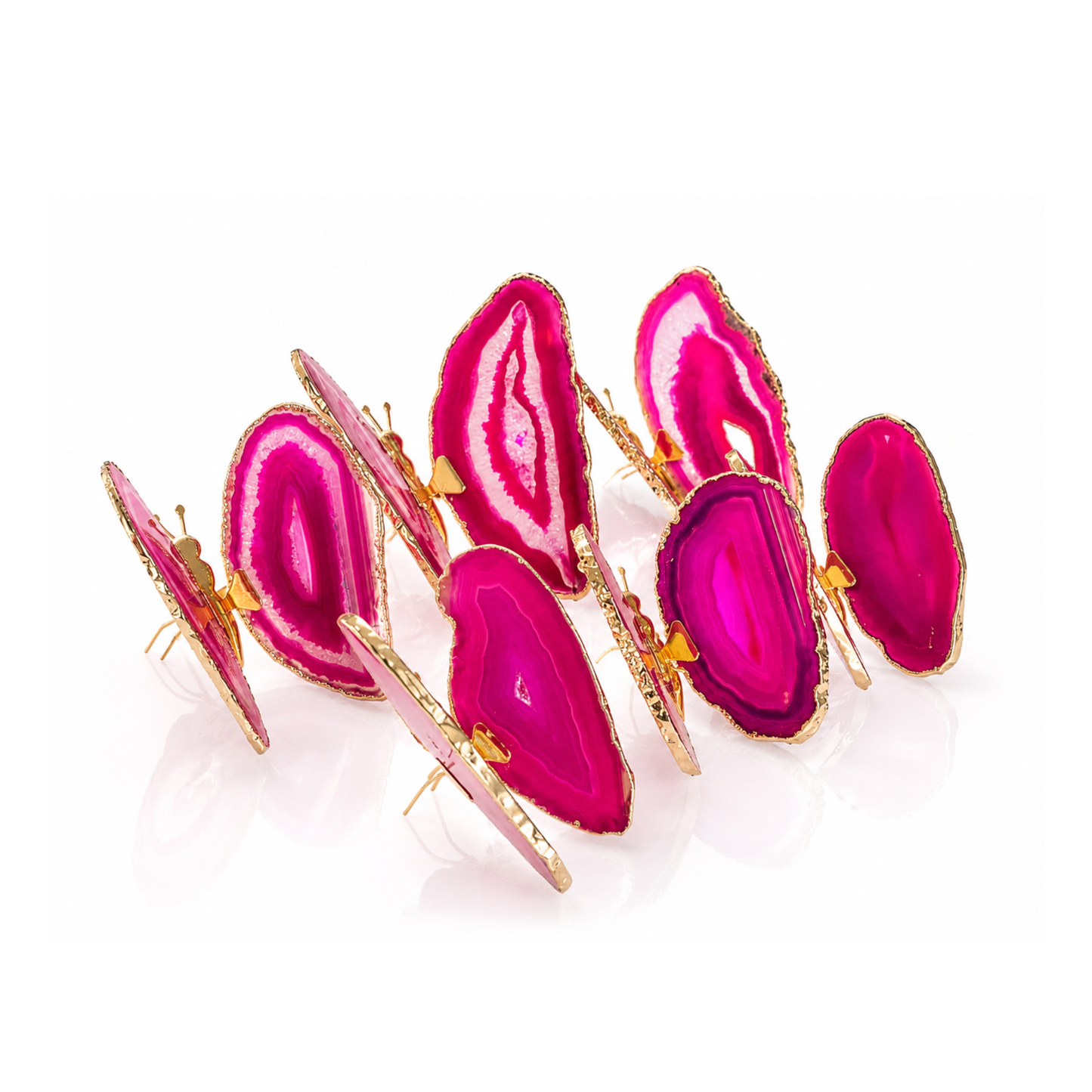 Pink Agate Butterfly Decor - Gold (by pc)