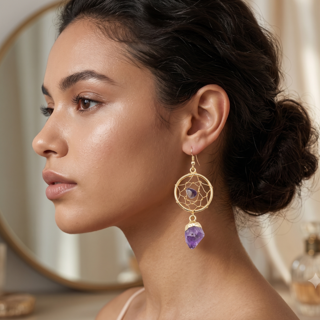 Amethyst Dream Catcher Earrings