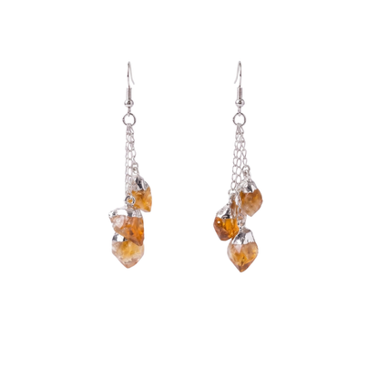 Raw Citrine Point Dangle Earrings