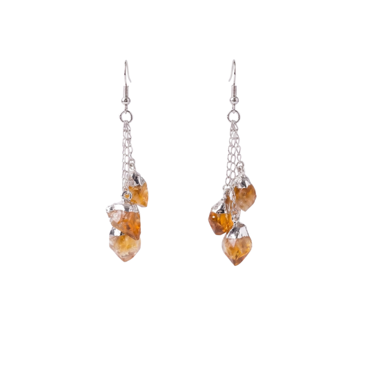 Raw Citrine Point Dangle Earrings