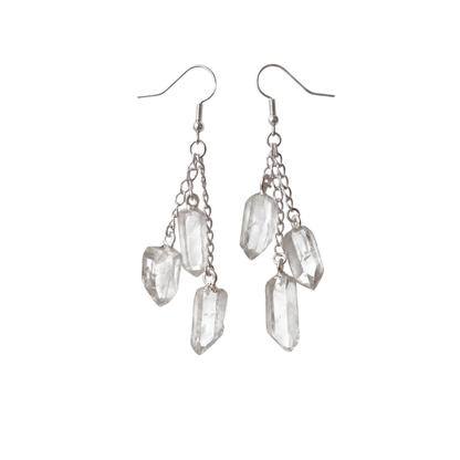 Raw Clear Quartz Points Dangle Earrings