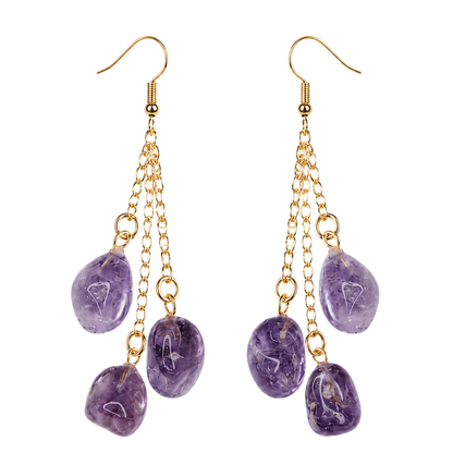 Tumbled Amethyst Cascade Dangle Earrings