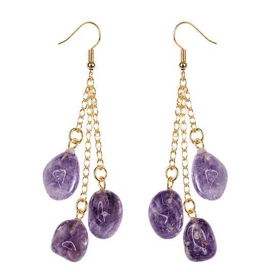 Tumbled Amethyst Cascade Dangle Earrings