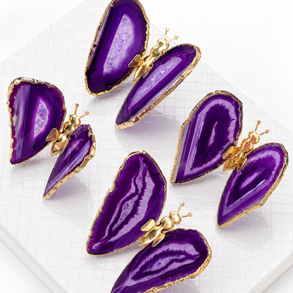 Purple Agate Butterfly Decor - Gold (by pc)