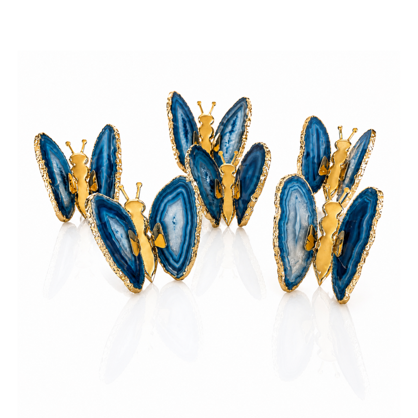 Blue Agate Butterfly Decor - Gold (by pc)