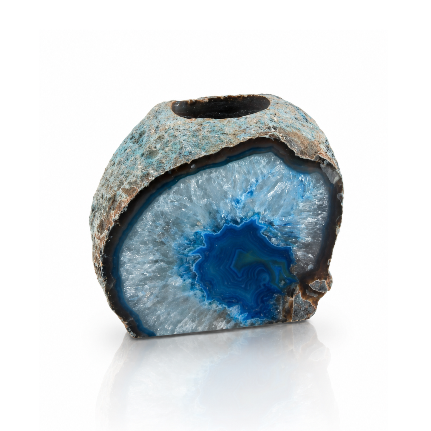 Blue Agate Candle Holder and Pen Holder (by pc)