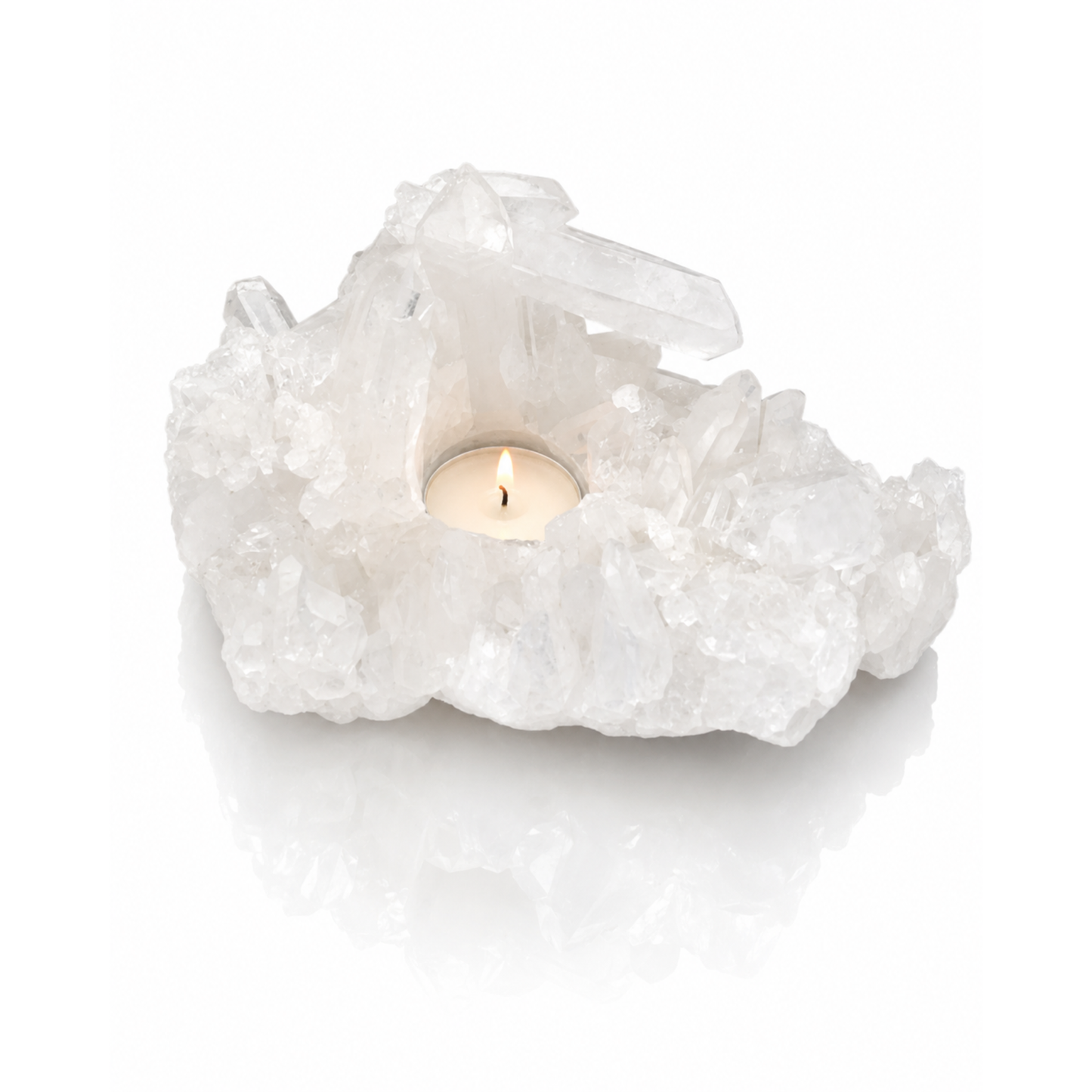 Clear Quartz Cluster Candle Holder (by pc)