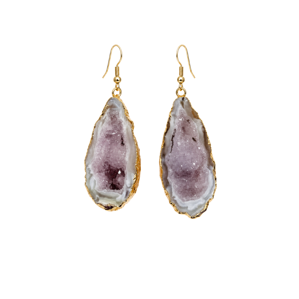 Agate Geode Plated Earring