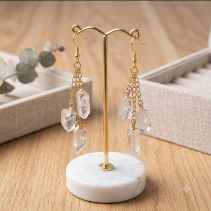 Raw Clear Quartz Points Dangle Earrings