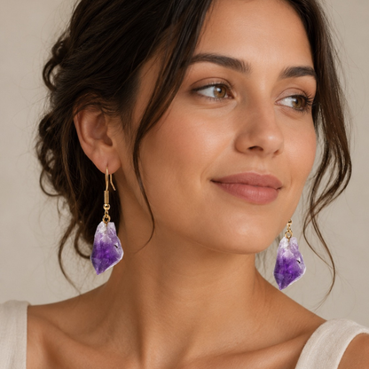 Raw Amethyst Point Earrings