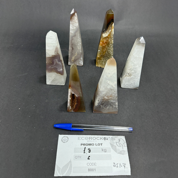 Agate Druzy Obelisks (8001) - 1.8kg