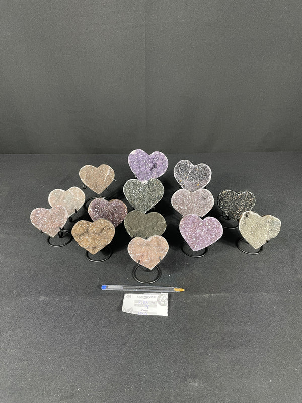 [PROMO LOT] Rainbow Amethyst Hearts On Metal Base (6902) - 2,83 kg