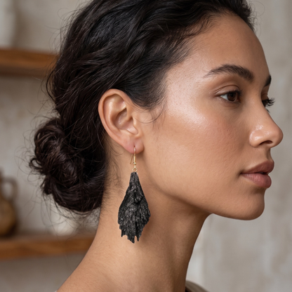 Raw Black Kyanite Earrings