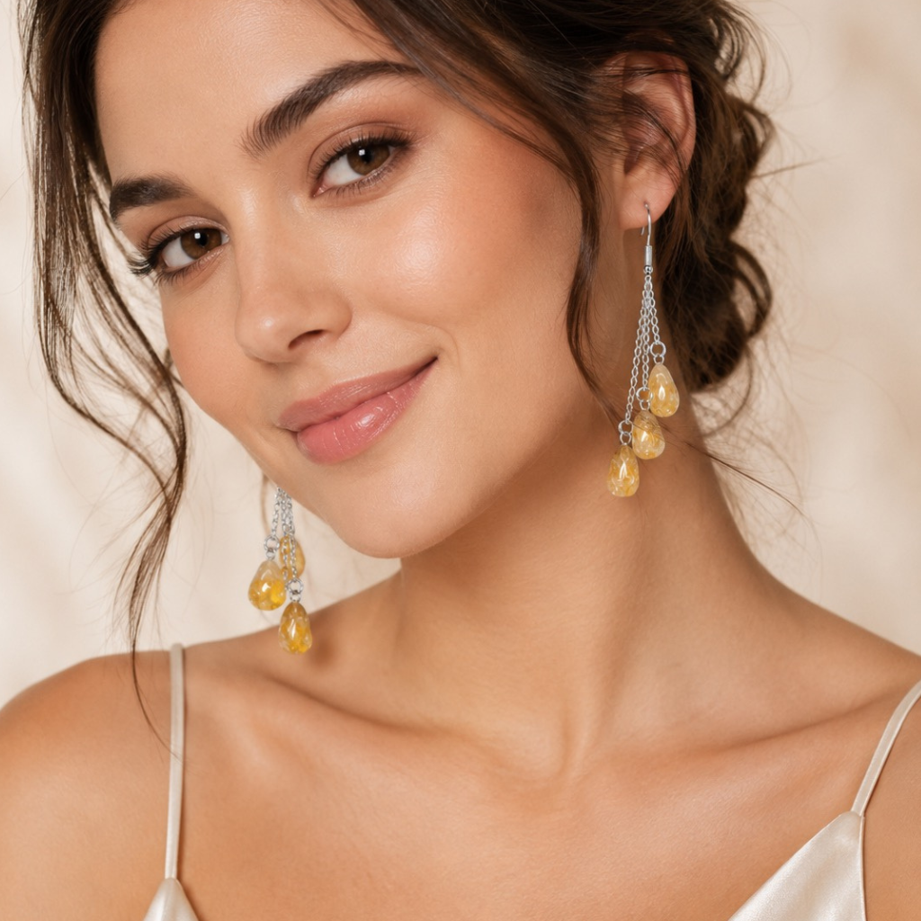 Tumbled Citrine Cascade Dangle Earrings