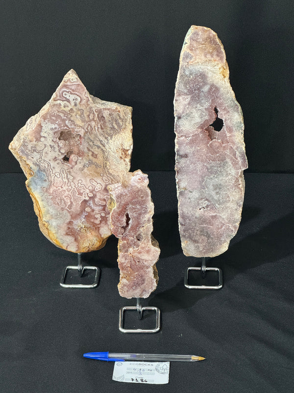 [PROMO LOT] Pink Amethyst Slabs On Metal Base (7186) - 4,15 kg
