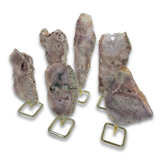 Pink Amethyst Slabs on Metal Stand (7802) - 3kg
