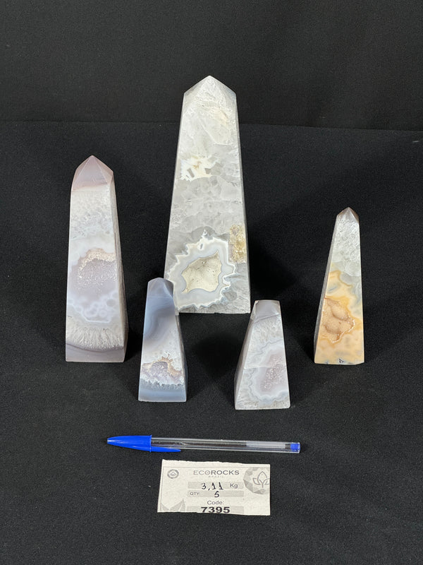 Agate Druzy Obelisks (7395) - 3.11 kg