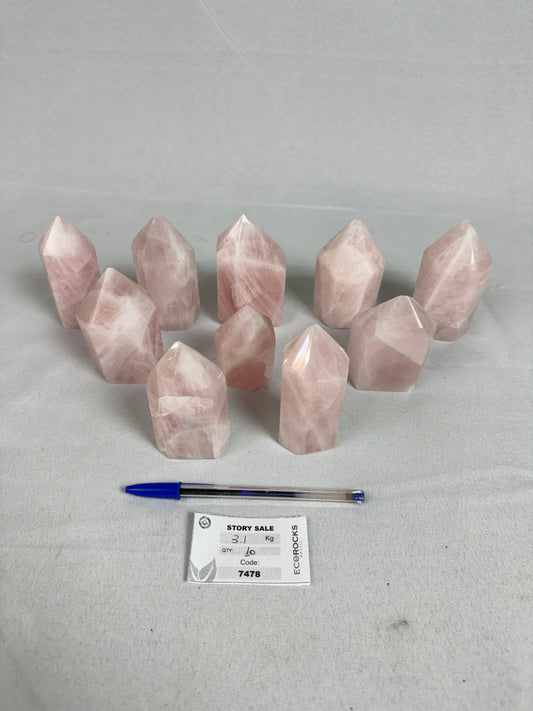 Rose Quartz Polished Points (7478) - 3,1 kg