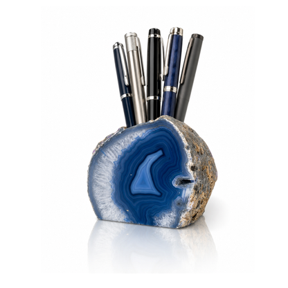 Blue Agate Candle Holder and Pen Holder (by pc)