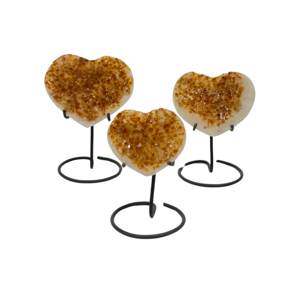 Citrine Druzy Hearts On Stands  (8246) - 1 kg