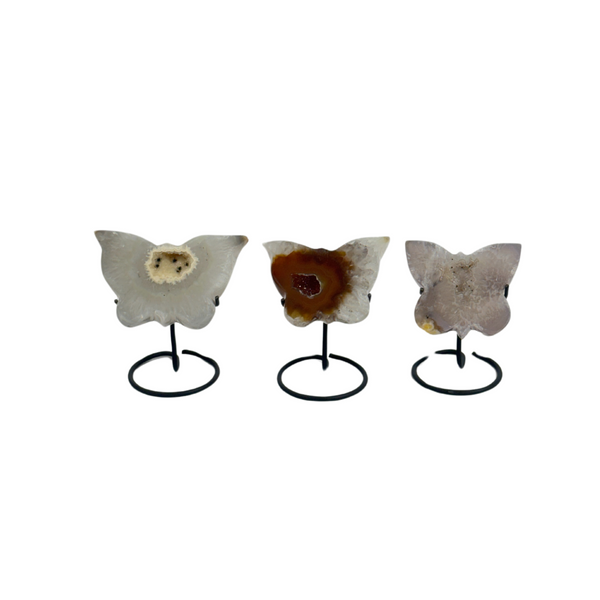 Agate Druzy Butterflies on Stands (8560) - 1.97 kg