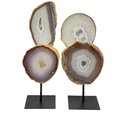 Agate Druzy Slabs On Metal Stand (8576) - 3.22 kg