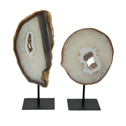 Agate Druzy Slabs On Metal Stand (8576) - 3.22 kg