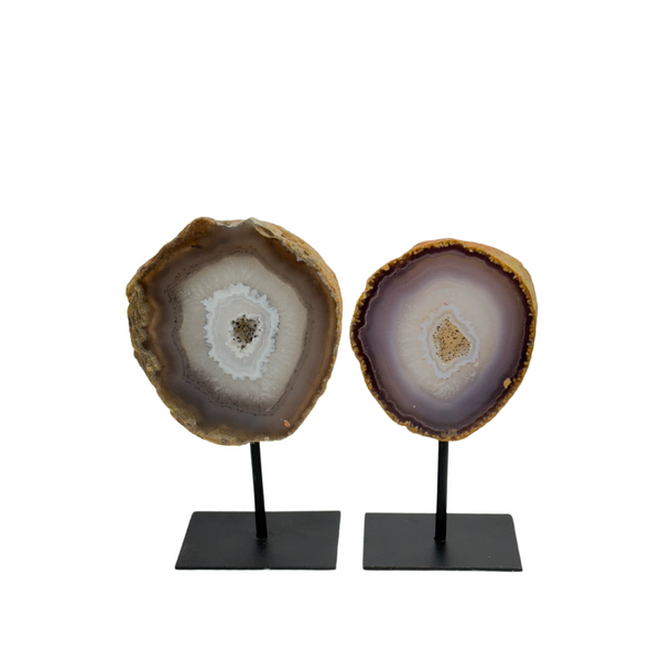 Agate Druzy Slabs On Metal Stand (8576) - 3.22 kg