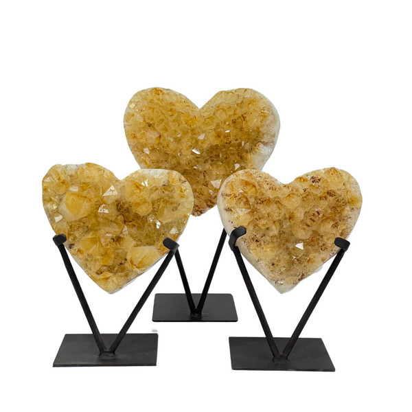 Citrine Druzy Heart On Metal Stand (8580) - 5.55 kg