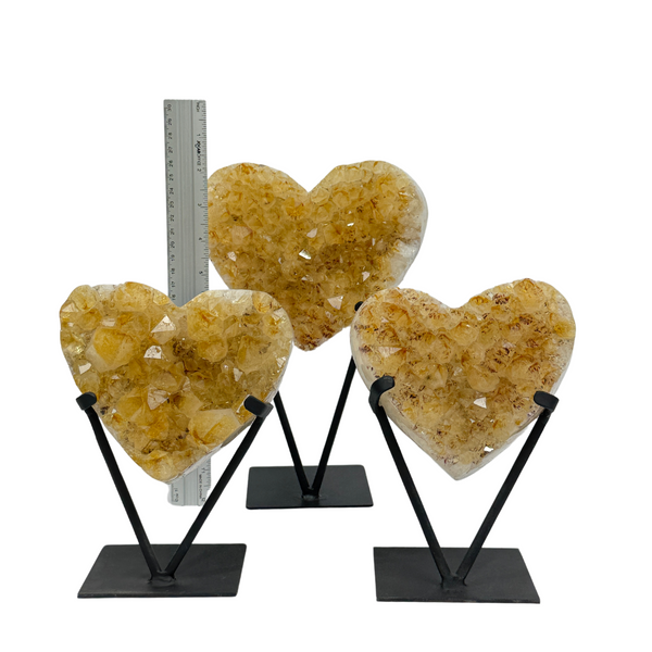 Citrine Druzy Heart On Metal Stand (8580) - 5.55 kg