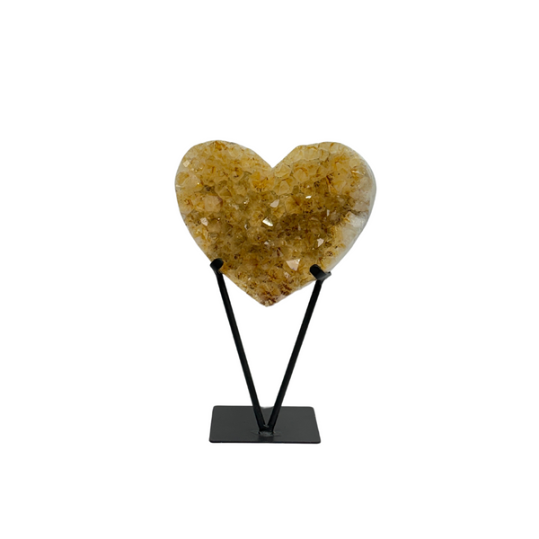 Citrine Druzy Heart On Metal Stand (8580) - 5.55 kg