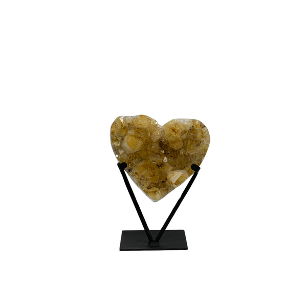 Citrine Druzy Heart On Metal Stand (8580) - 5.55 kg