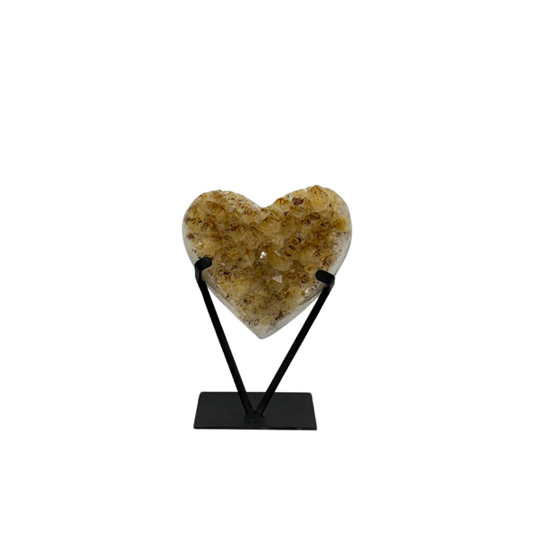 Citrine Druzy Heart On Metal Stand (8580) - 5.55 kg