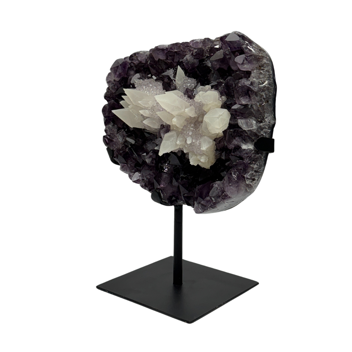 Amethyst Druzy With Calcite On Metal Stand (8601) - 6.37 kg