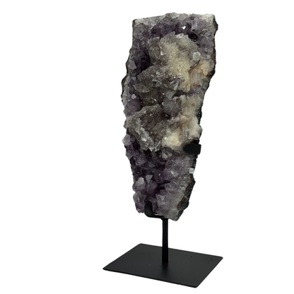 Amethyst Druzy With Calcite On Metal Stand (8602) - 4.5 kg