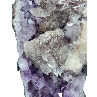 Amethyst Druzy With Calcite On Metal Stand (8602) - 4.5 kg