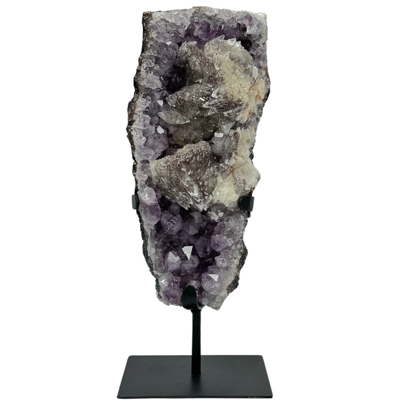 Amethyst Druzy With Calcite On Metal Stand (8602) - 4.5 kg