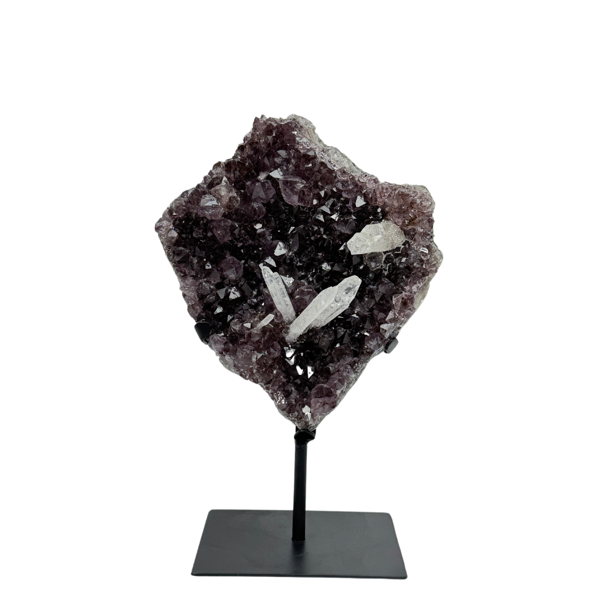 Amethyst Druzy With Calcite On Metal Stand (8605) - 7.17 kg